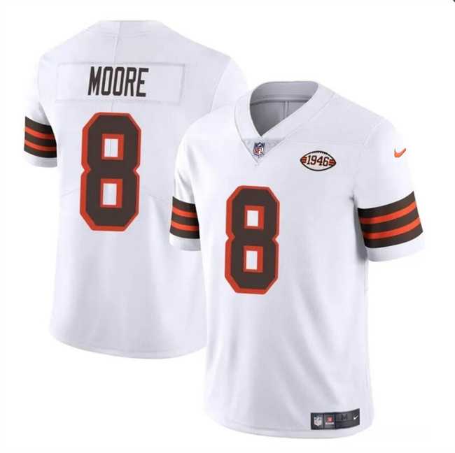 Men & Women & Youth Cleveland Browns #8 Elijah Moore White 1946 Collection Vapor Limited Stitched Jersey->cleveland browns->NFL Jersey
